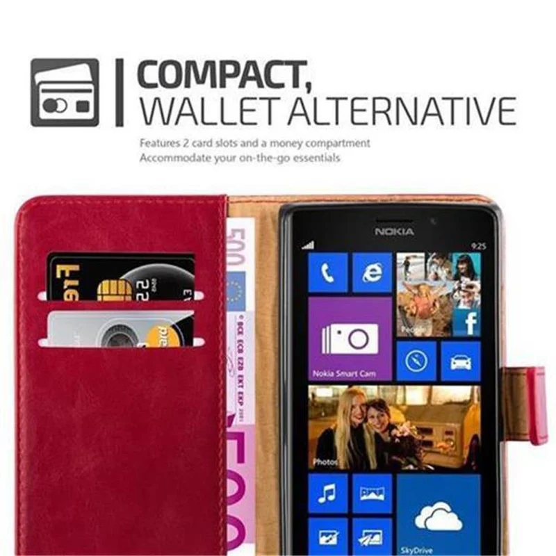 Cadorabo Hülle kompatibel mit Nokia Lumia 925 Schutzhülle mit Magnetverschluss, Standfunktion und Kartenfach