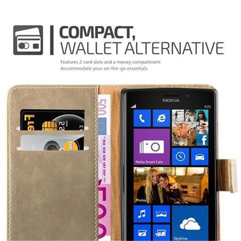 Cadorabo Hülle kompatibel mit Nokia Lumia 925 Schutzhülle mit Magnetverschluss, Standfunktion und Kartenfach