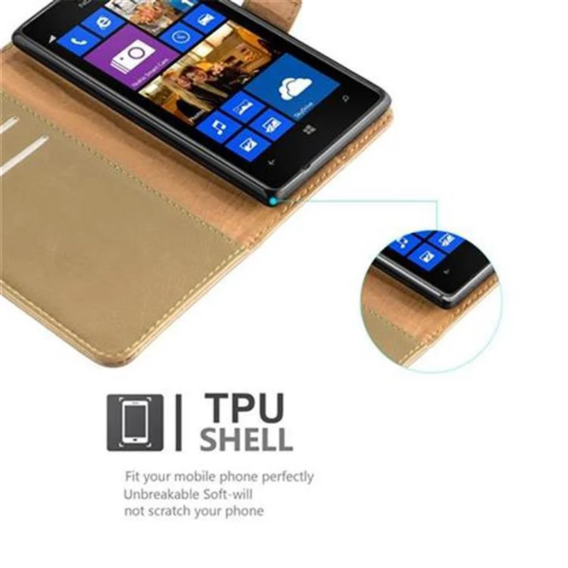 Cadorabo Hülle kompatibel mit Nokia Lumia 925 Schutzhülle mit Magnetverschluss, Standfunktion und Kartenfach