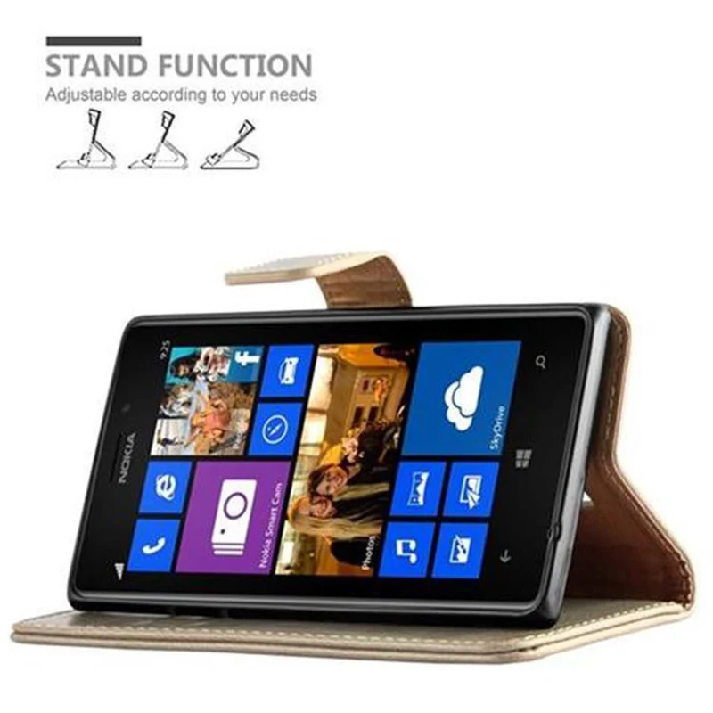 Cadorabo Hülle kompatibel mit Nokia Lumia 925 Schutzhülle mit Magnetverschluss, Standfunktion und Kartenfach