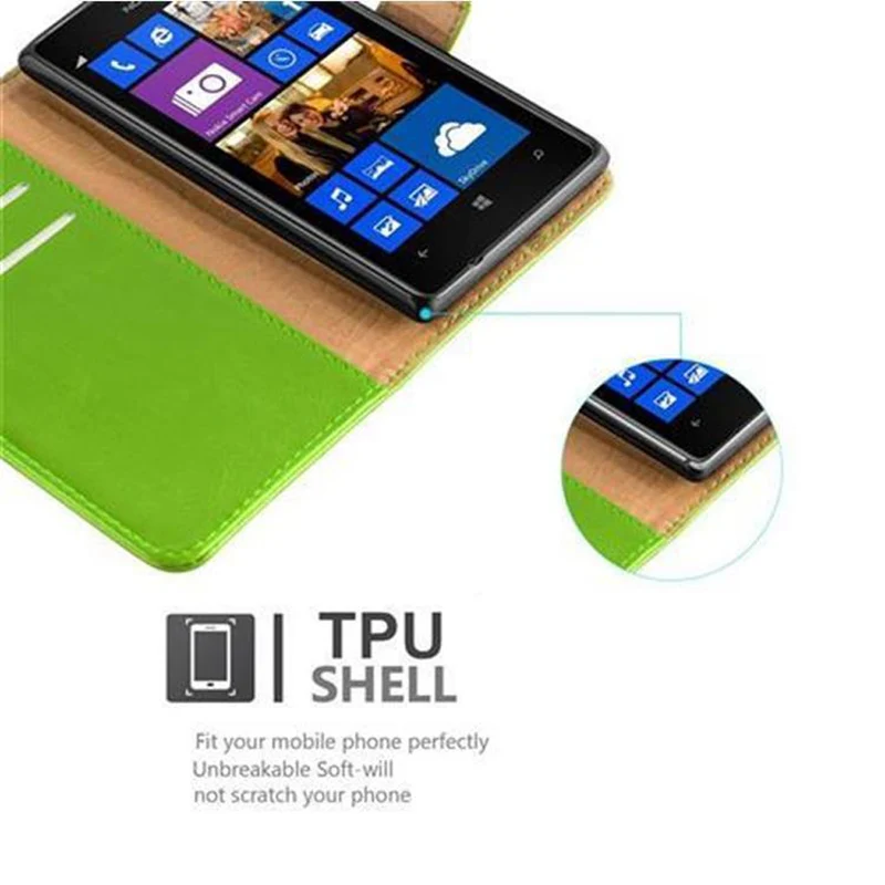 Cadorabo Hülle kompatibel mit Nokia Lumia 925 Schutzhülle mit Magnetverschluss, Standfunktion und Kartenfach