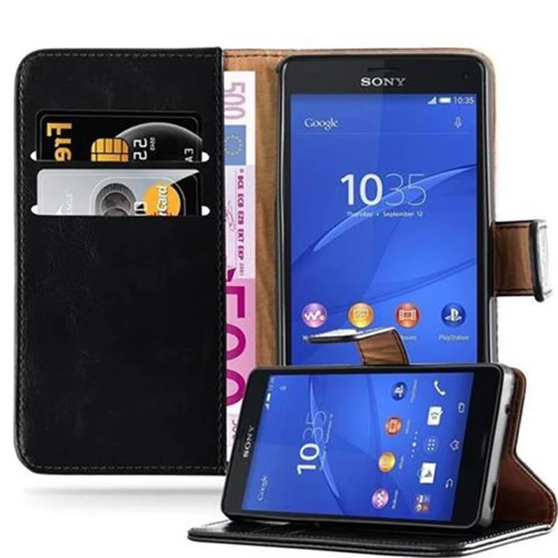 Cadorabo Hülle kompatibel mit Sony Xperia Z3 COMPACT Schutzhülle mit Magnetverschluss, Standfunktion und Kartenfach