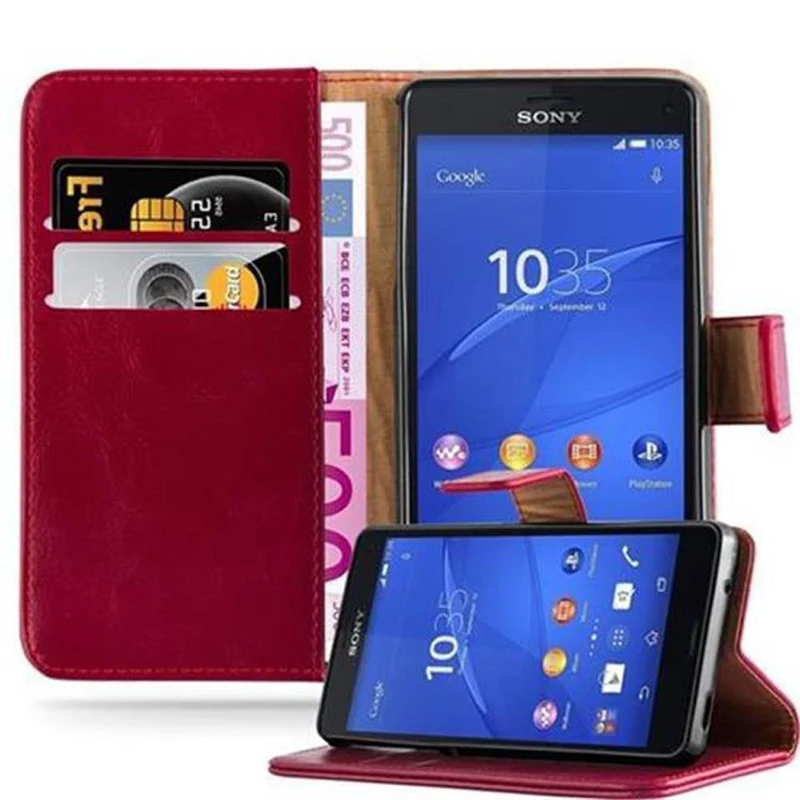 Cadorabo Hülle kompatibel mit Sony Xperia Z3 COMPACT Schutzhülle mit Magnetverschluss, Standfunktion und Kartenfach