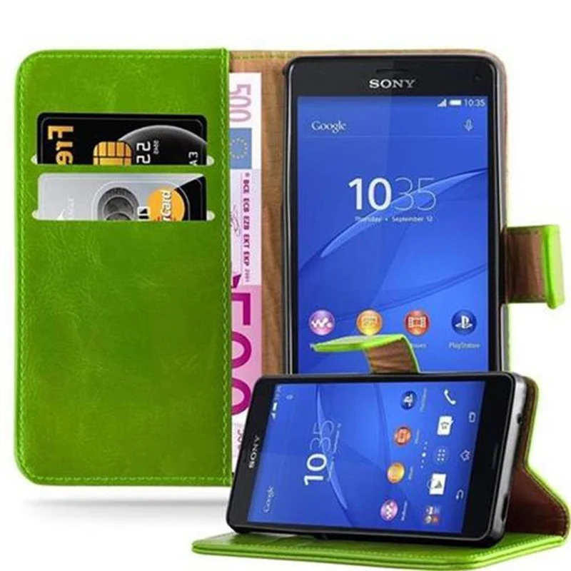 Cadorabo Hülle kompatibel mit Sony Xperia Z3 COMPACT Schutzhülle mit Magnetverschluss, Standfunktion und Kartenfach