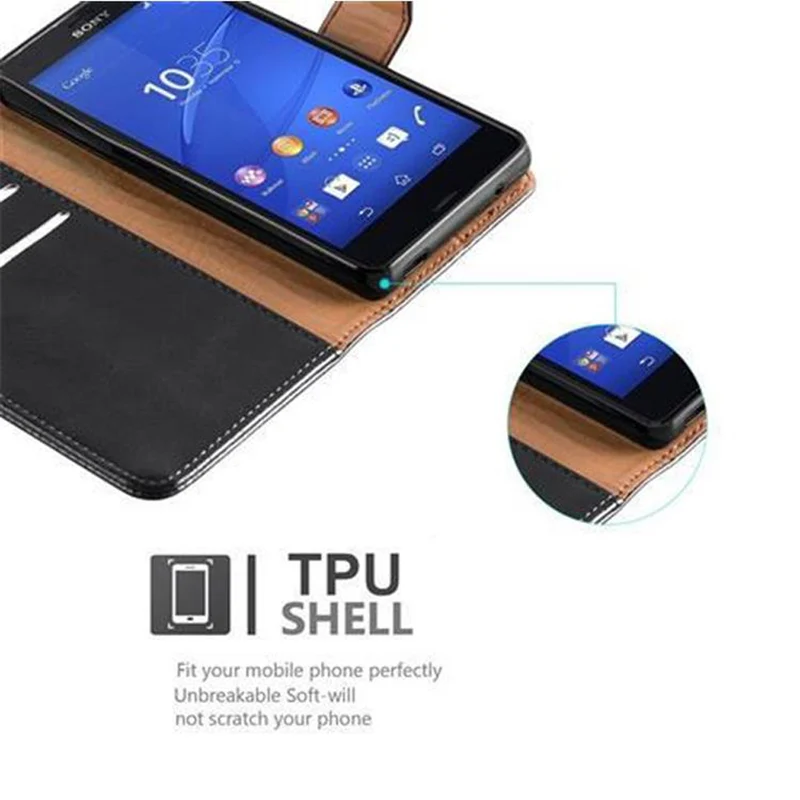 Cadorabo Hülle kompatibel mit Sony Xperia Z3 COMPACT Schutzhülle mit Magnetverschluss, Standfunktion und Kartenfach