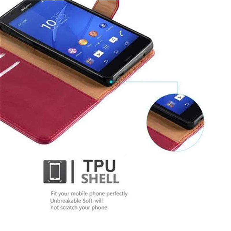 Cadorabo Hülle kompatibel mit Sony Xperia Z3 COMPACT Schutzhülle mit Magnetverschluss, Standfunktion und Kartenfach