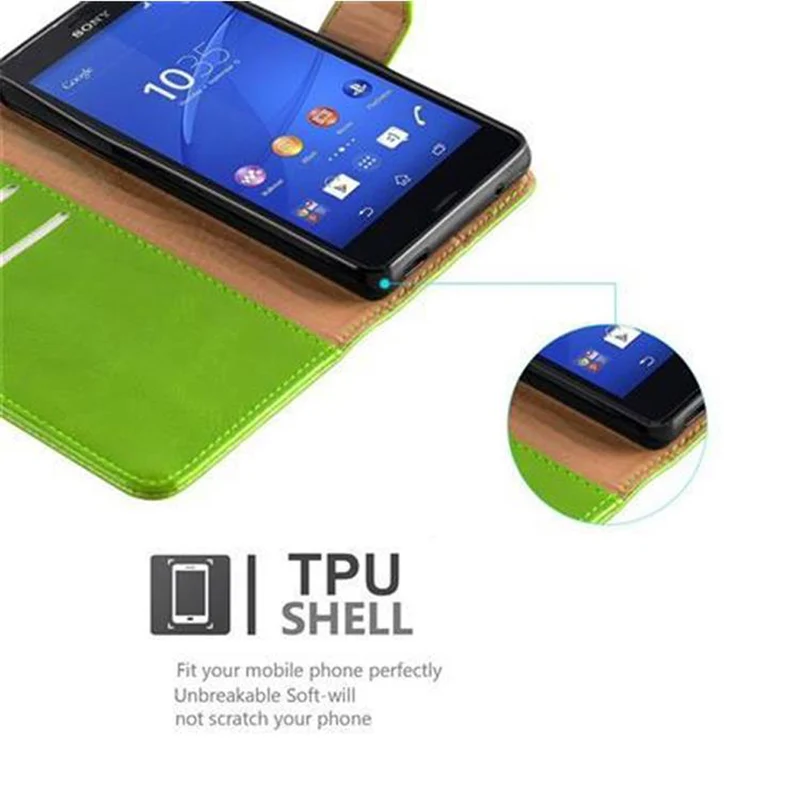 Cadorabo Hülle kompatibel mit Sony Xperia Z3 COMPACT Schutzhülle mit Magnetverschluss, Standfunktion und Kartenfach