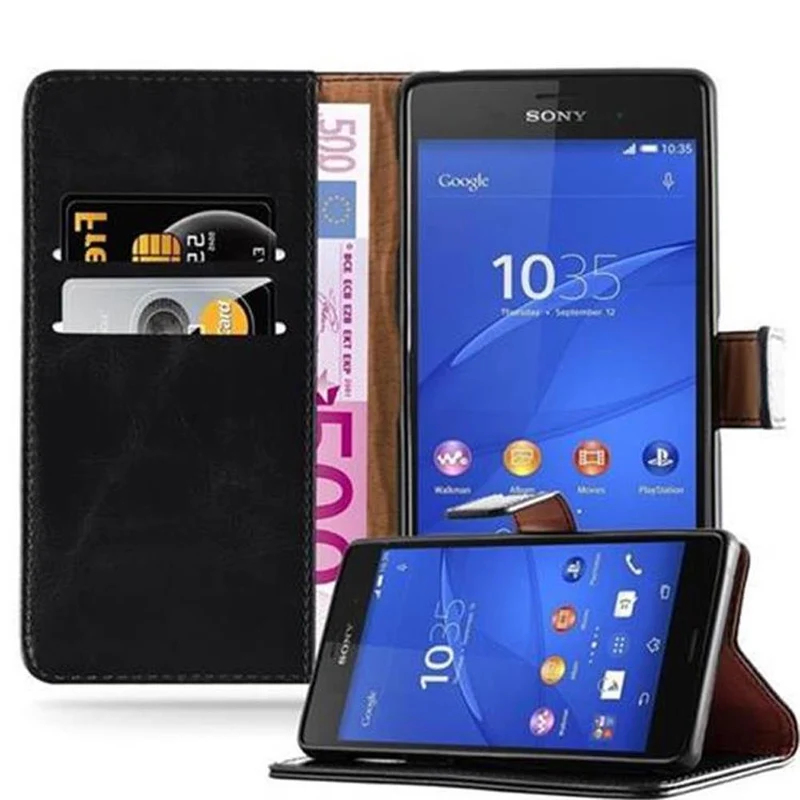 Cadorabo Hülle kompatibel mit Sony Xperia Z3 Schutzhülle mit Magnetverschluss, Standfunktion und Kartenfach