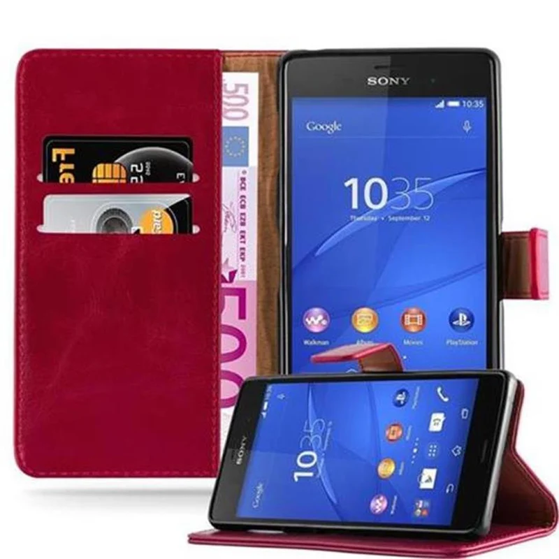 Cadorabo Hülle kompatibel mit Sony Xperia Z3 Schutzhülle mit Magnetverschluss, Standfunktion und Kartenfach