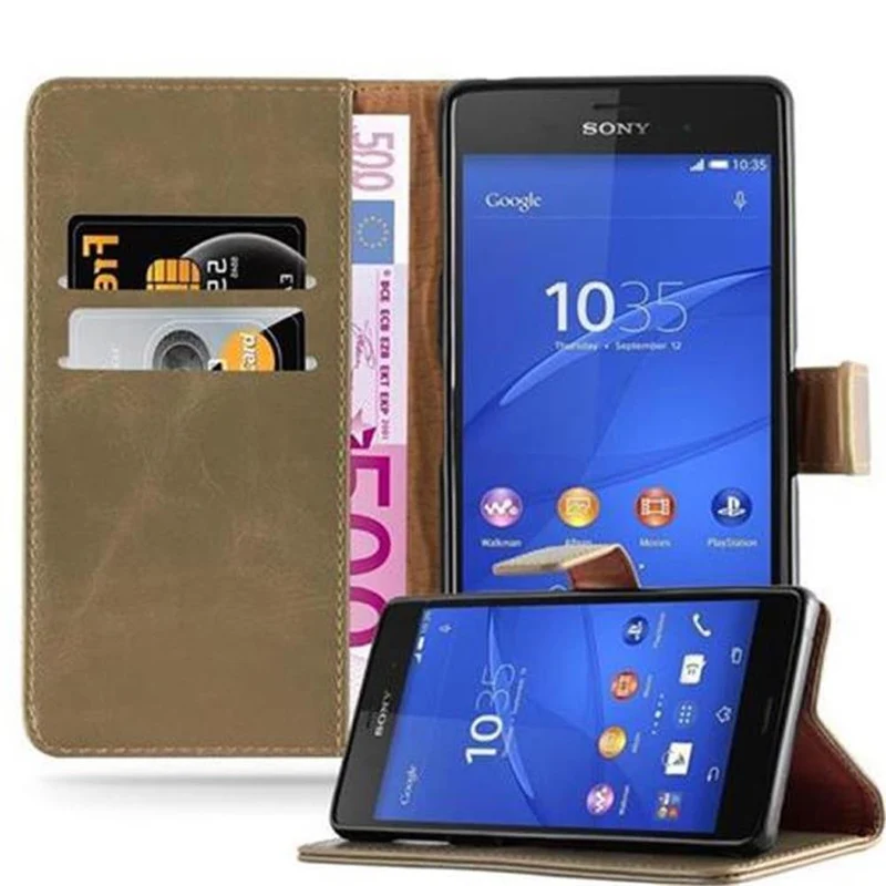 Cadorabo Hülle kompatibel mit Sony Xperia Z3 Schutzhülle mit Magnetverschluss, Standfunktion und Kartenfach