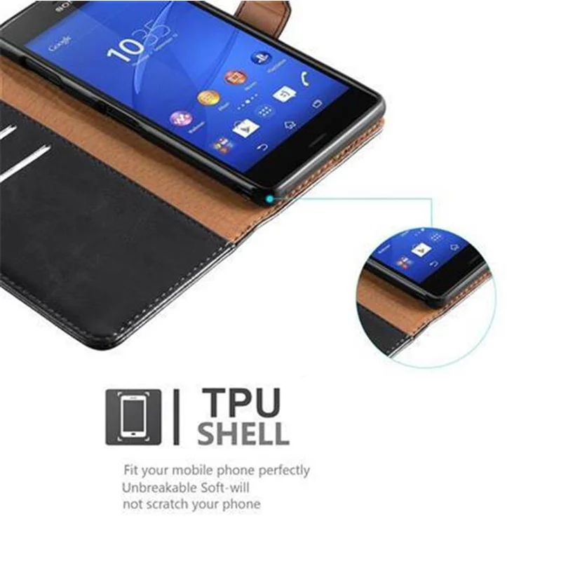 Cadorabo Hülle kompatibel mit Sony Xperia Z3 Schutzhülle mit Magnetverschluss, Standfunktion und Kartenfach