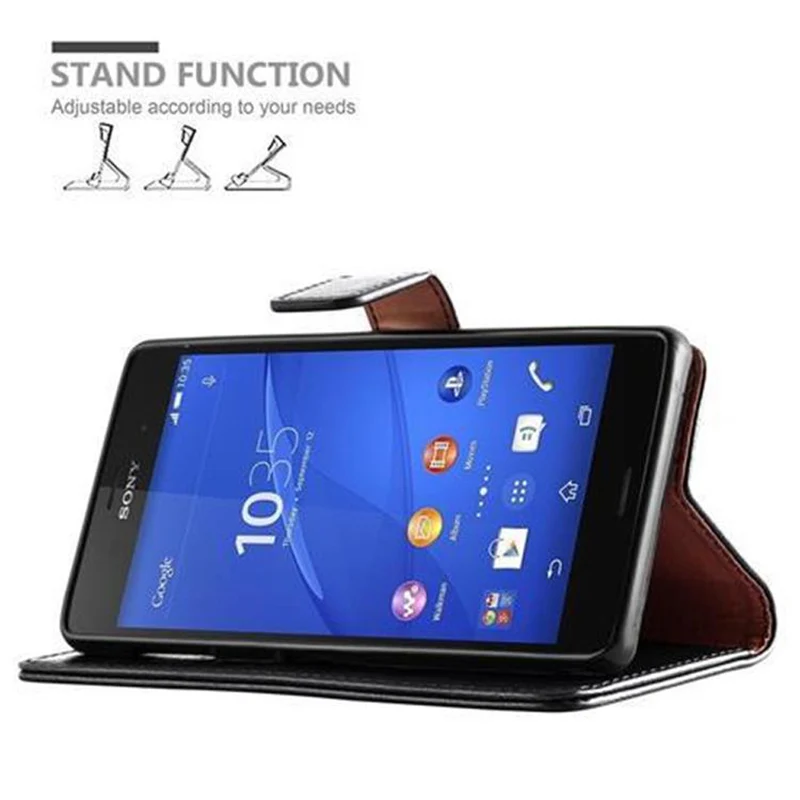 Cadorabo Hülle kompatibel mit Sony Xperia Z3 Schutzhülle mit Magnetverschluss, Standfunktion und Kartenfach