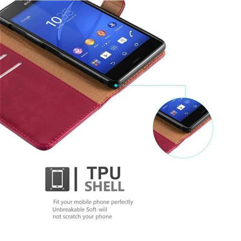 Cadorabo Hülle kompatibel mit Sony Xperia Z3 Schutzhülle mit Magnetverschluss, Standfunktion und Kartenfach