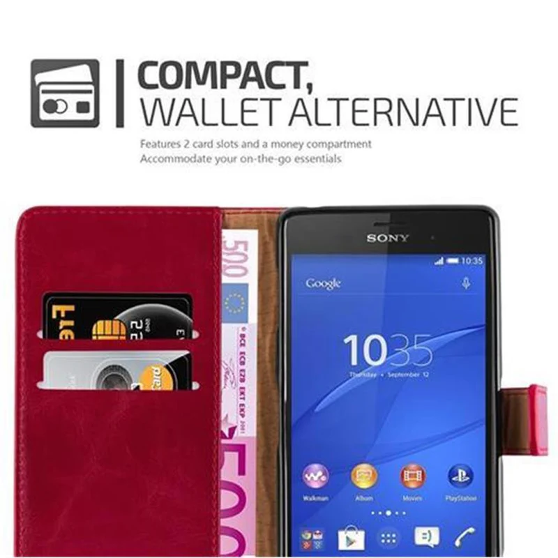 Cadorabo Hülle kompatibel mit Sony Xperia Z3 Schutzhülle mit Magnetverschluss, Standfunktion und Kartenfach