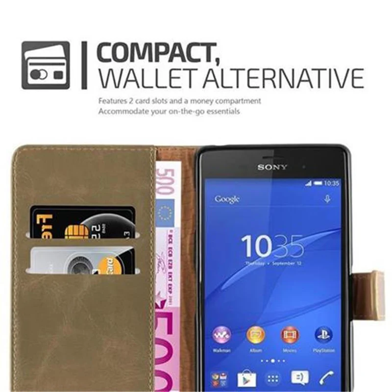 Cadorabo Hülle kompatibel mit Sony Xperia Z3 Schutzhülle mit Magnetverschluss, Standfunktion und Kartenfach