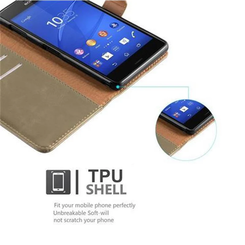 Cadorabo Hülle kompatibel mit Sony Xperia Z3 Schutzhülle mit Magnetverschluss, Standfunktion und Kartenfach