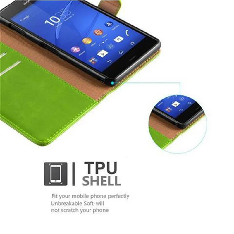 Cadorabo Hülle kompatibel mit Sony Xperia Z3 Schutzhülle mit Magnetverschluss, Standfunktion und Kartenfach