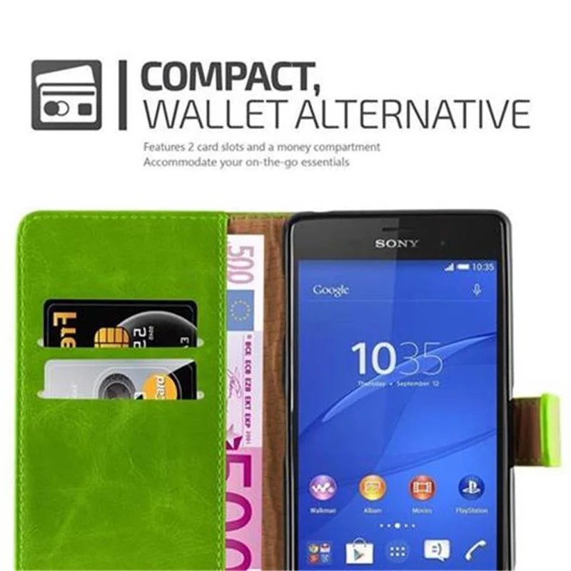 Cadorabo Hülle kompatibel mit Sony Xperia Z3 Schutzhülle mit Magnetverschluss, Standfunktion und Kartenfach