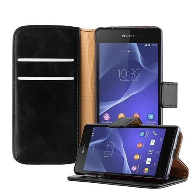 Cadorabo Hülle kompatibel mit Sony Xperia Z2 Schutzhülle mit Magnetverschluss, Standfunktion und Kartenfach