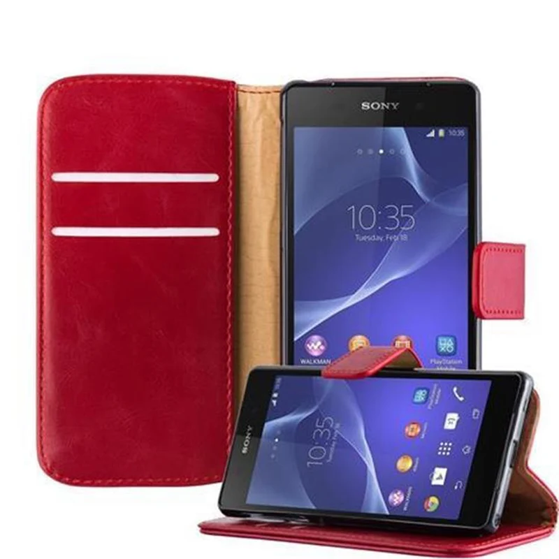 Cadorabo Hülle kompatibel mit Sony Xperia Z2 Schutzhülle mit Magnetverschluss, Standfunktion und Kartenfach