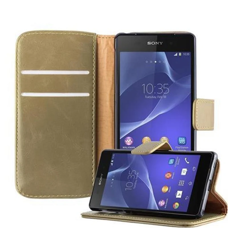Cadorabo Hülle kompatibel mit Sony Xperia Z2 Schutzhülle mit Magnetverschluss, Standfunktion und Kartenfach