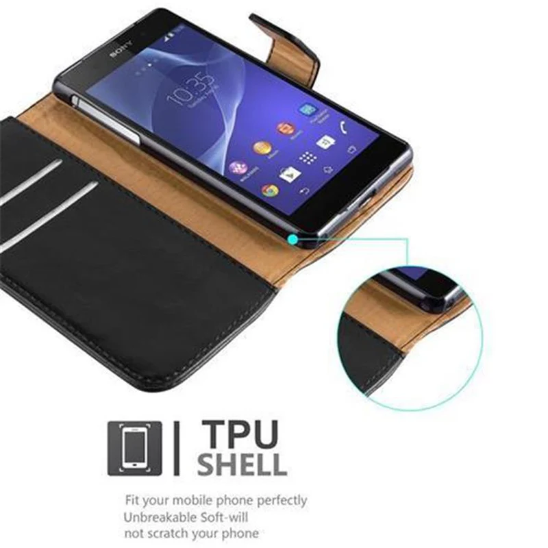 Cadorabo Hülle kompatibel mit Sony Xperia Z2 Schutzhülle mit Magnetverschluss, Standfunktion und Kartenfach
