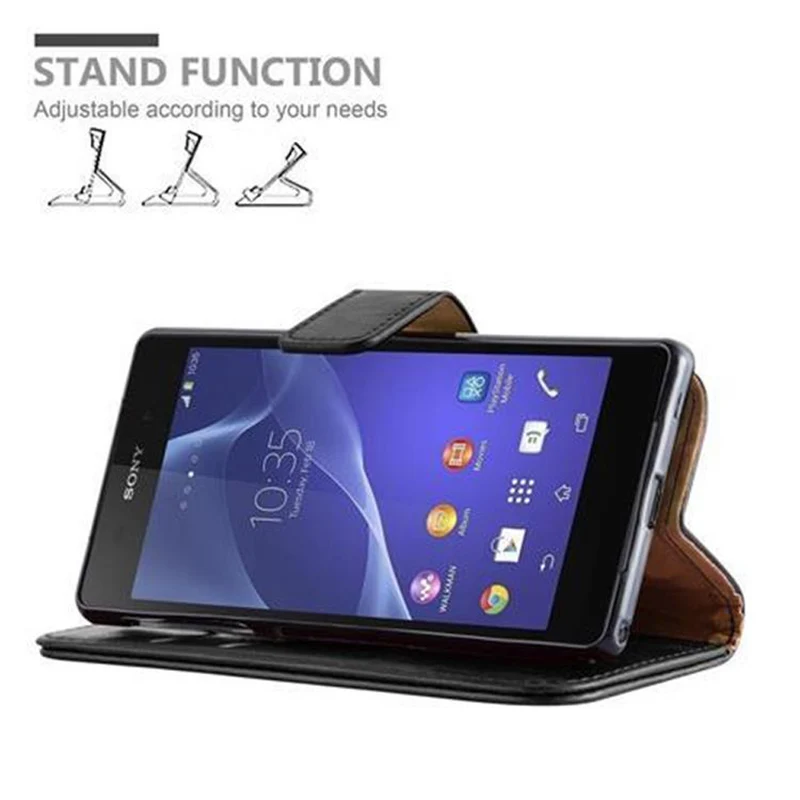 Cadorabo Hülle kompatibel mit Sony Xperia Z2 Schutzhülle mit Magnetverschluss, Standfunktion und Kartenfach