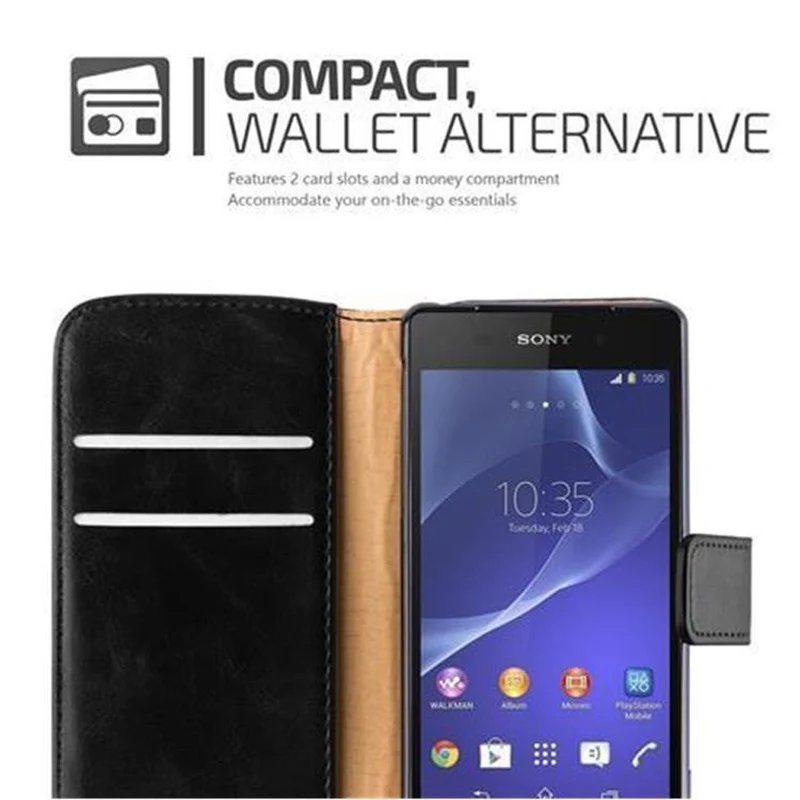 Cadorabo Hülle kompatibel mit Sony Xperia Z2 Schutzhülle mit Magnetverschluss, Standfunktion und Kartenfach