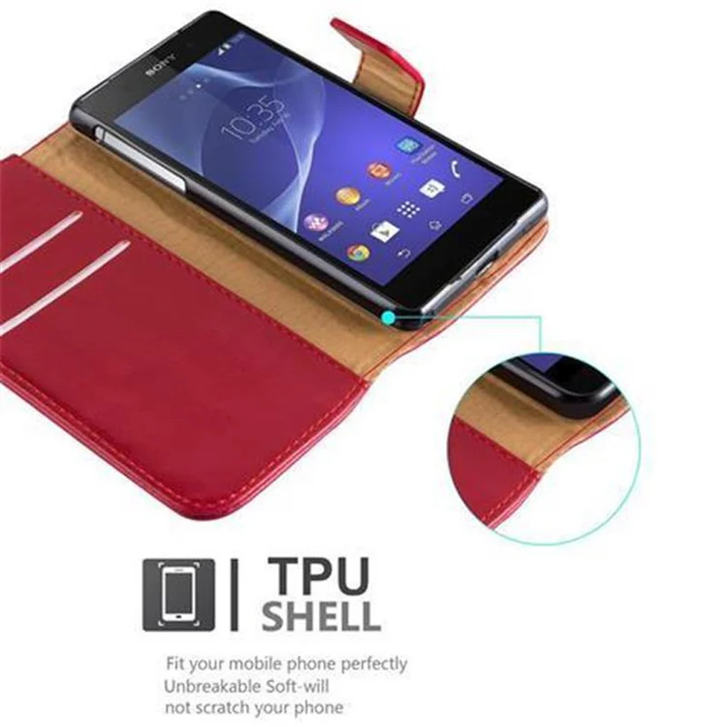 Cadorabo Hülle kompatibel mit Sony Xperia Z2 Schutzhülle mit Magnetverschluss, Standfunktion und Kartenfach