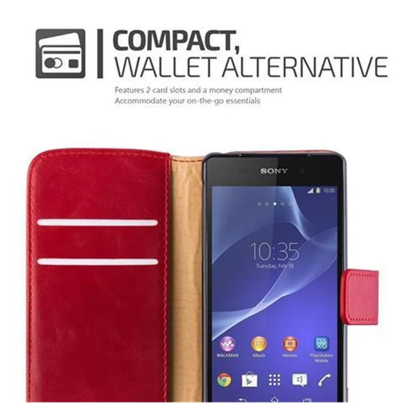 Cadorabo Hülle kompatibel mit Sony Xperia Z2 Schutzhülle mit Magnetverschluss, Standfunktion und Kartenfach