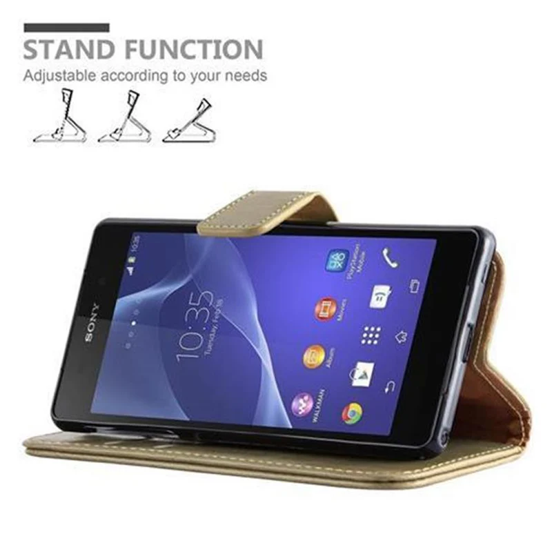 Cadorabo Hülle kompatibel mit Sony Xperia Z2 Schutzhülle mit Magnetverschluss, Standfunktion und Kartenfach