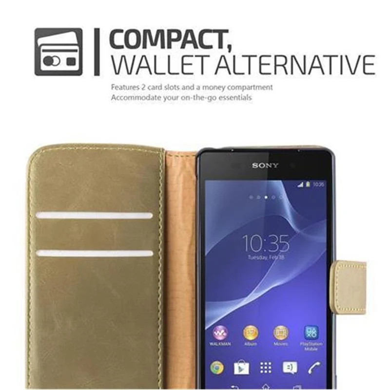 Cadorabo Hülle kompatibel mit Sony Xperia Z2 Schutzhülle mit Magnetverschluss, Standfunktion und Kartenfach