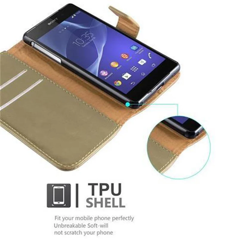 Cadorabo Hülle kompatibel mit Sony Xperia Z2 Schutzhülle mit Magnetverschluss, Standfunktion und Kartenfach
