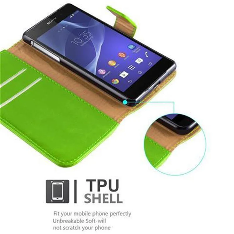 Cadorabo Hülle kompatibel mit Sony Xperia Z2 Schutzhülle mit Magnetverschluss, Standfunktion und Kartenfach