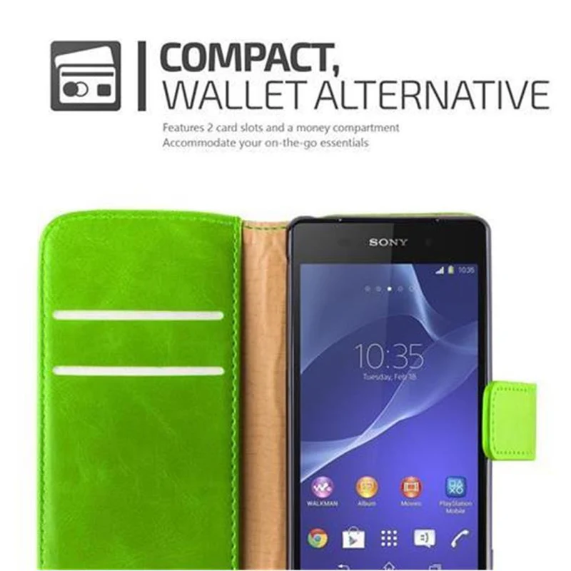 Cadorabo Hülle kompatibel mit Sony Xperia Z2 Schutzhülle mit Magnetverschluss, Standfunktion und Kartenfach