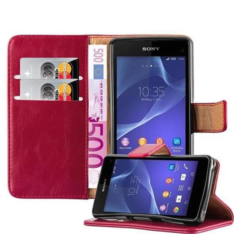 Cadorabo Hülle kompatibel mit Sony Xperia Z1 COMPACT Schutzhülle mit Magnetverschluss, Standfunktion und Kartenfach