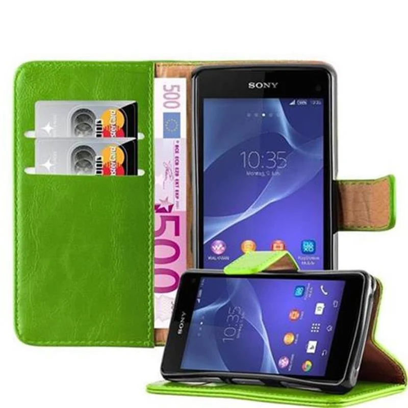 Cadorabo Hülle kompatibel mit Sony Xperia Z1 COMPACT Schutzhülle mit Magnetverschluss, Standfunktion und Kartenfach