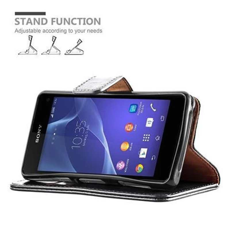 Cadorabo Hülle kompatibel mit Sony Xperia Z1 COMPACT Schutzhülle mit Magnetverschluss, Standfunktion und Kartenfach