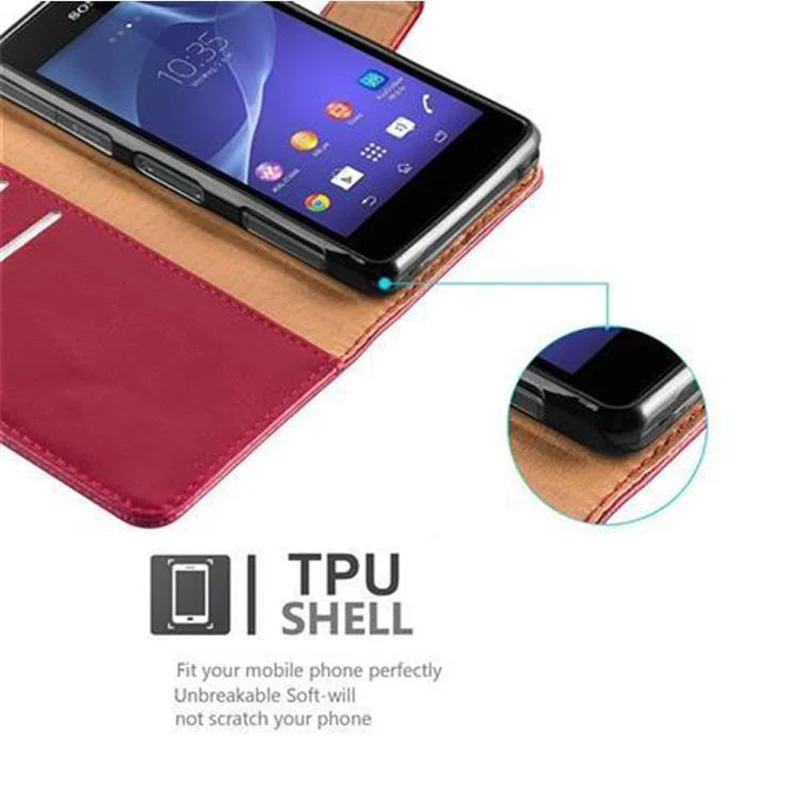 Cadorabo Hülle kompatibel mit Sony Xperia Z1 COMPACT Schutzhülle mit Magnetverschluss, Standfunktion und Kartenfach