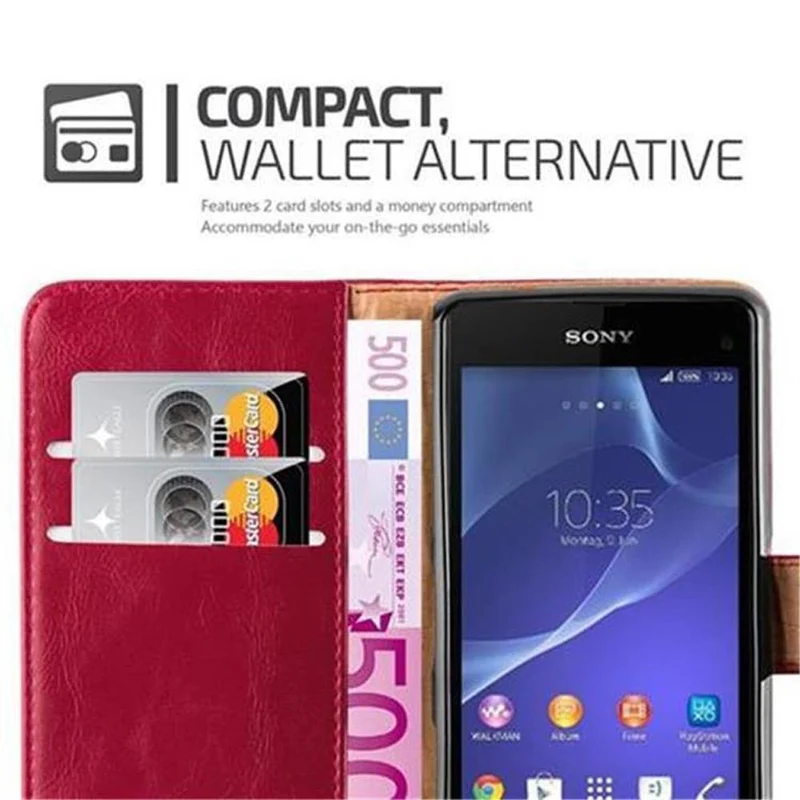 Cadorabo Hülle kompatibel mit Sony Xperia Z1 COMPACT Schutzhülle mit Magnetverschluss, Standfunktion und Kartenfach