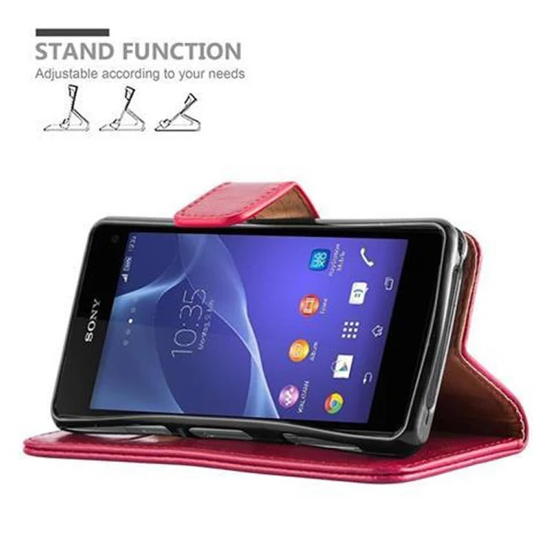 Cadorabo Hülle kompatibel mit Sony Xperia Z1 COMPACT Schutzhülle mit Magnetverschluss, Standfunktion und Kartenfach
