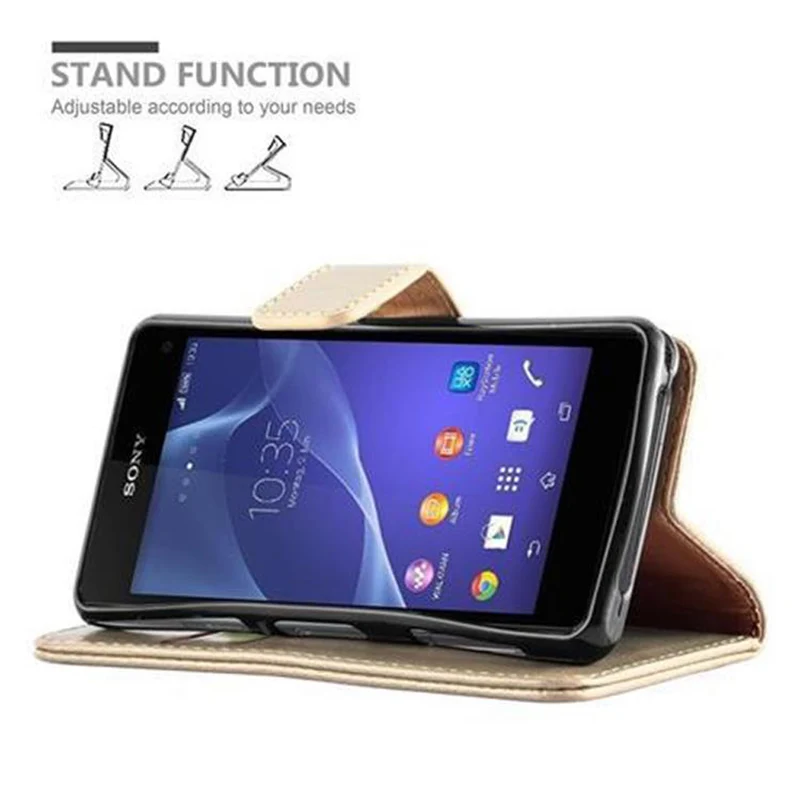 Cadorabo Hülle kompatibel mit Sony Xperia Z1 COMPACT Schutzhülle mit Magnetverschluss, Standfunktion und Kartenfach