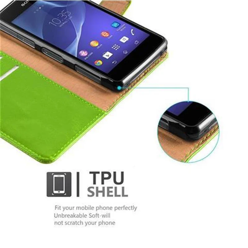 Cadorabo Hülle kompatibel mit Sony Xperia Z1 COMPACT Schutzhülle mit Magnetverschluss, Standfunktion und Kartenfach
