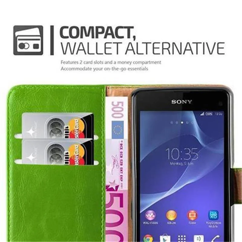 Cadorabo Hülle kompatibel mit Sony Xperia Z1 COMPACT Schutzhülle mit Magnetverschluss, Standfunktion und Kartenfach