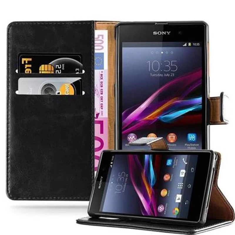 Cadorabo Hülle kompatibel mit Sony Xperia Z1 Schutzhülle mit Magnetverschluss, Standfunktion und Kartenfach