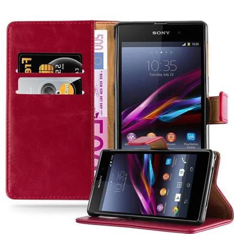Cadorabo Hülle kompatibel mit Sony Xperia Z1 Schutzhülle mit Magnetverschluss, Standfunktion und Kartenfach