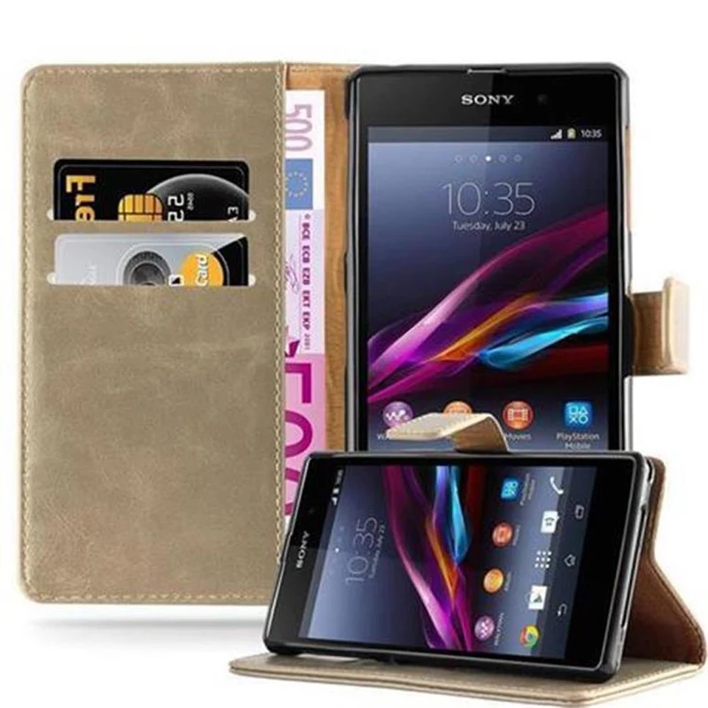 Cadorabo Hülle kompatibel mit Sony Xperia Z1 Schutzhülle mit Magnetverschluss, Standfunktion und Kartenfach