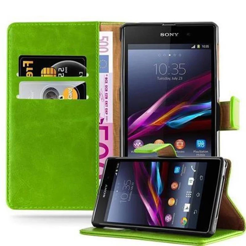 Cadorabo Hülle kompatibel mit Sony Xperia Z1 Schutzhülle mit Magnetverschluss, Standfunktion und Kartenfach