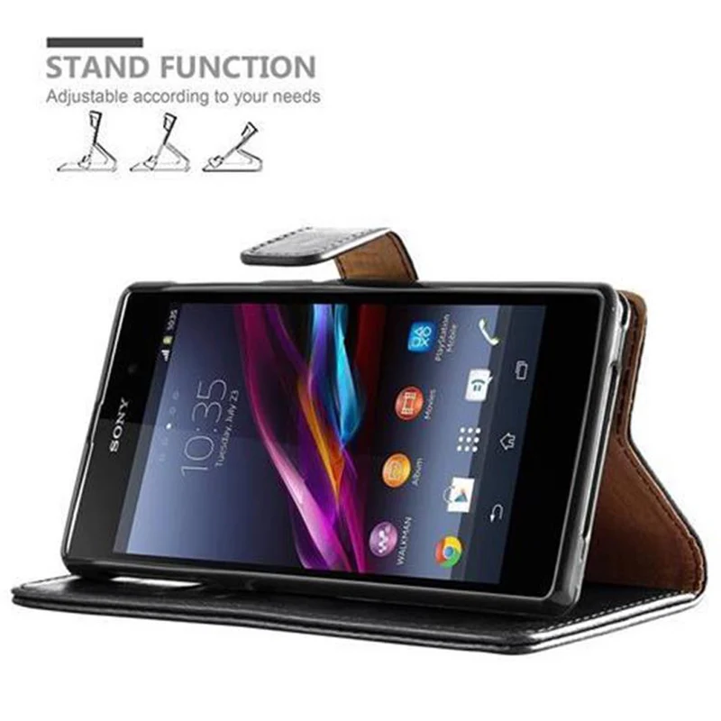 Cadorabo Hülle kompatibel mit Sony Xperia Z1 Schutzhülle mit Magnetverschluss, Standfunktion und Kartenfach