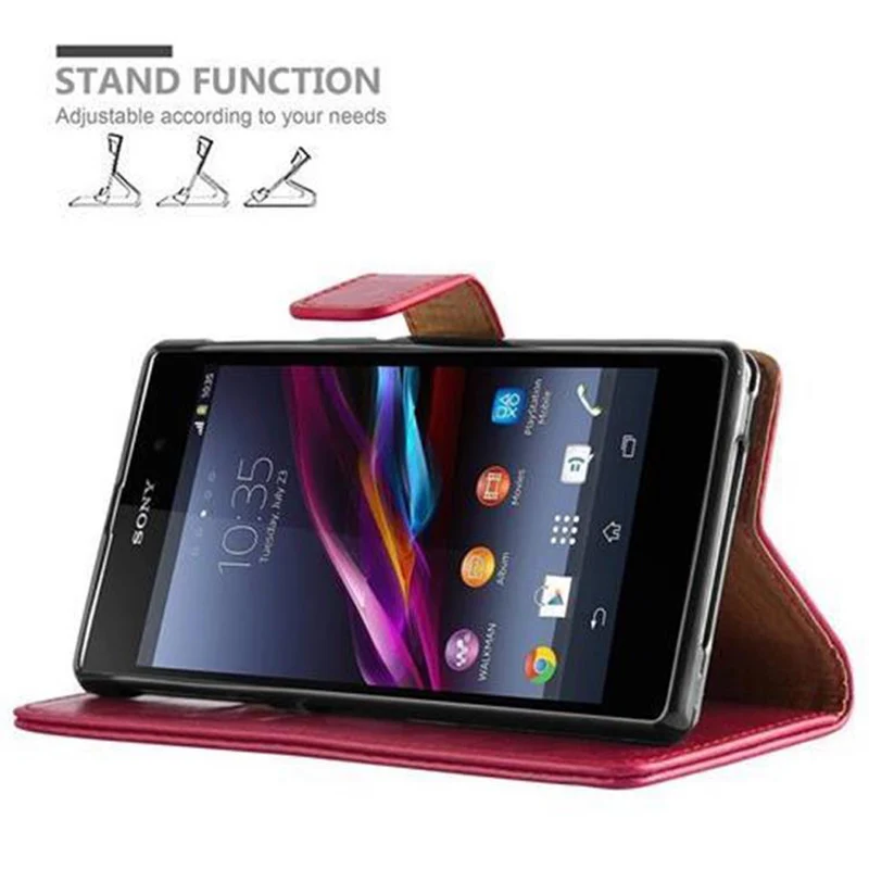 Cadorabo Hülle kompatibel mit Sony Xperia Z1 Schutzhülle mit Magnetverschluss, Standfunktion und Kartenfach